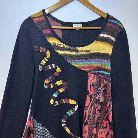 Women's M Boho Tunic Dress Whimsygoth Abstract Print  Sleeve Artsy Festival - Picture 5 of 13